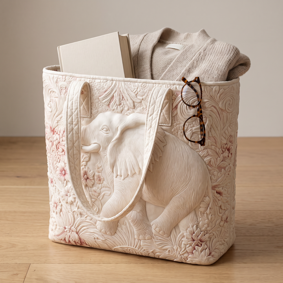 Quilted Tote Bag - Elephant