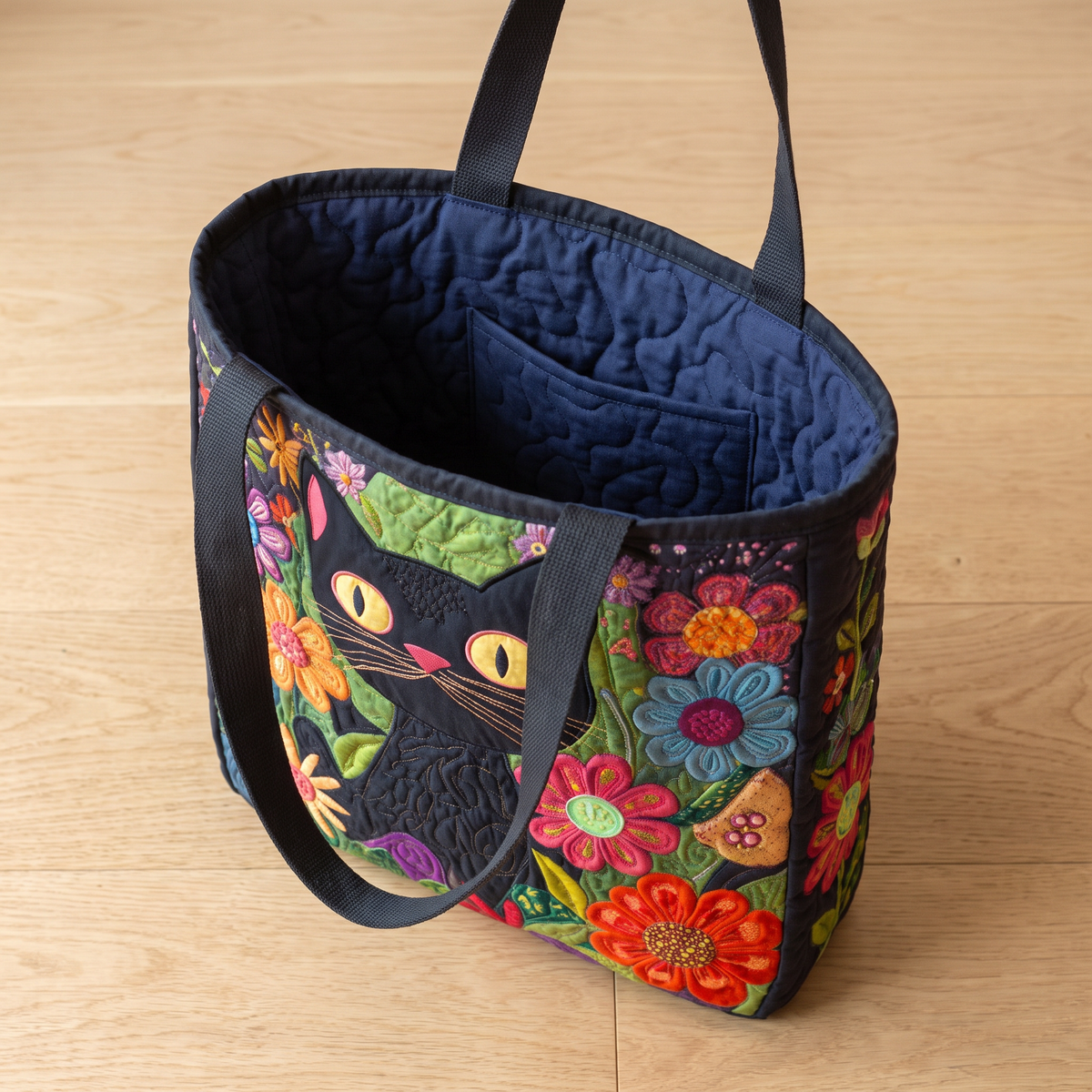 Quilted Tote Bag - Enchanted Black Cat