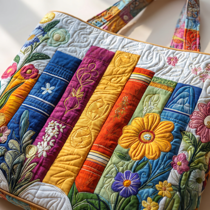 Quilted Tote Bag - Floral Library