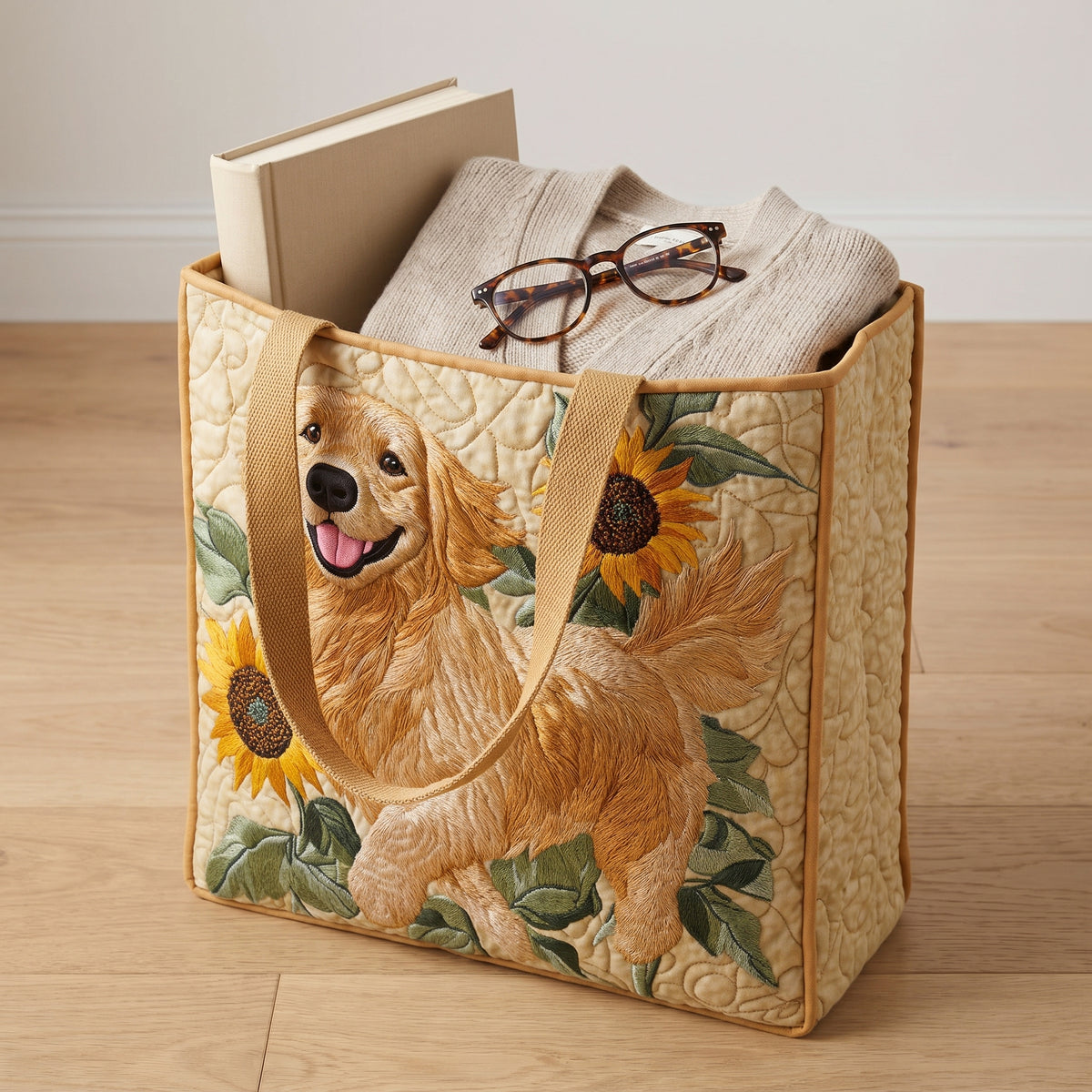 Quilted Tote Bag - Golden Retriever