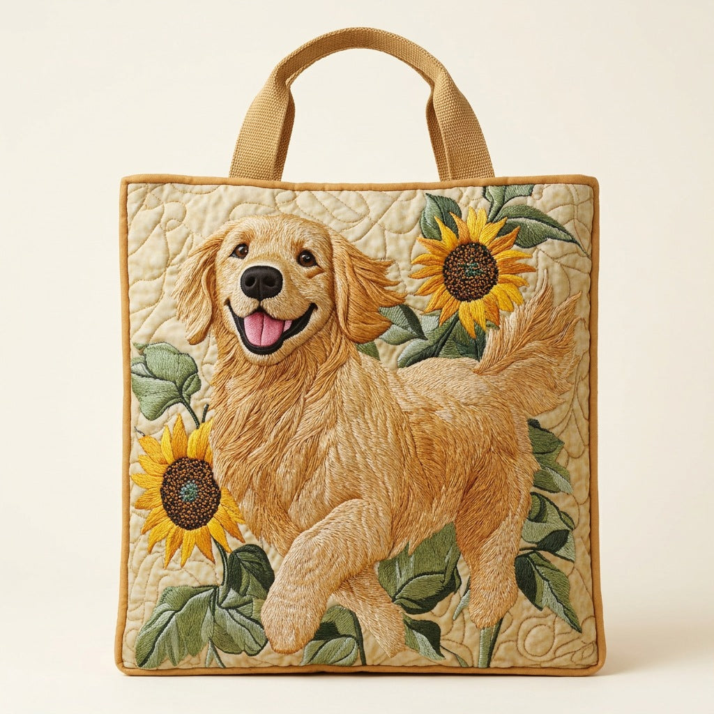 Quilted Tote Bag - Golden Retriever, studio photo