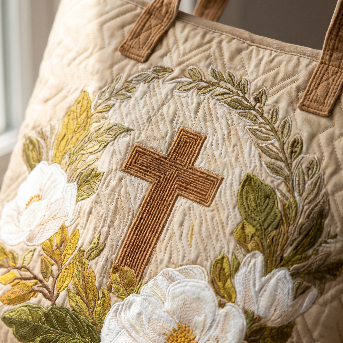 Quilted Tote Bag - Holy Cross