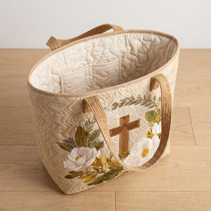 Quilted Tote Bag - Holy Cross