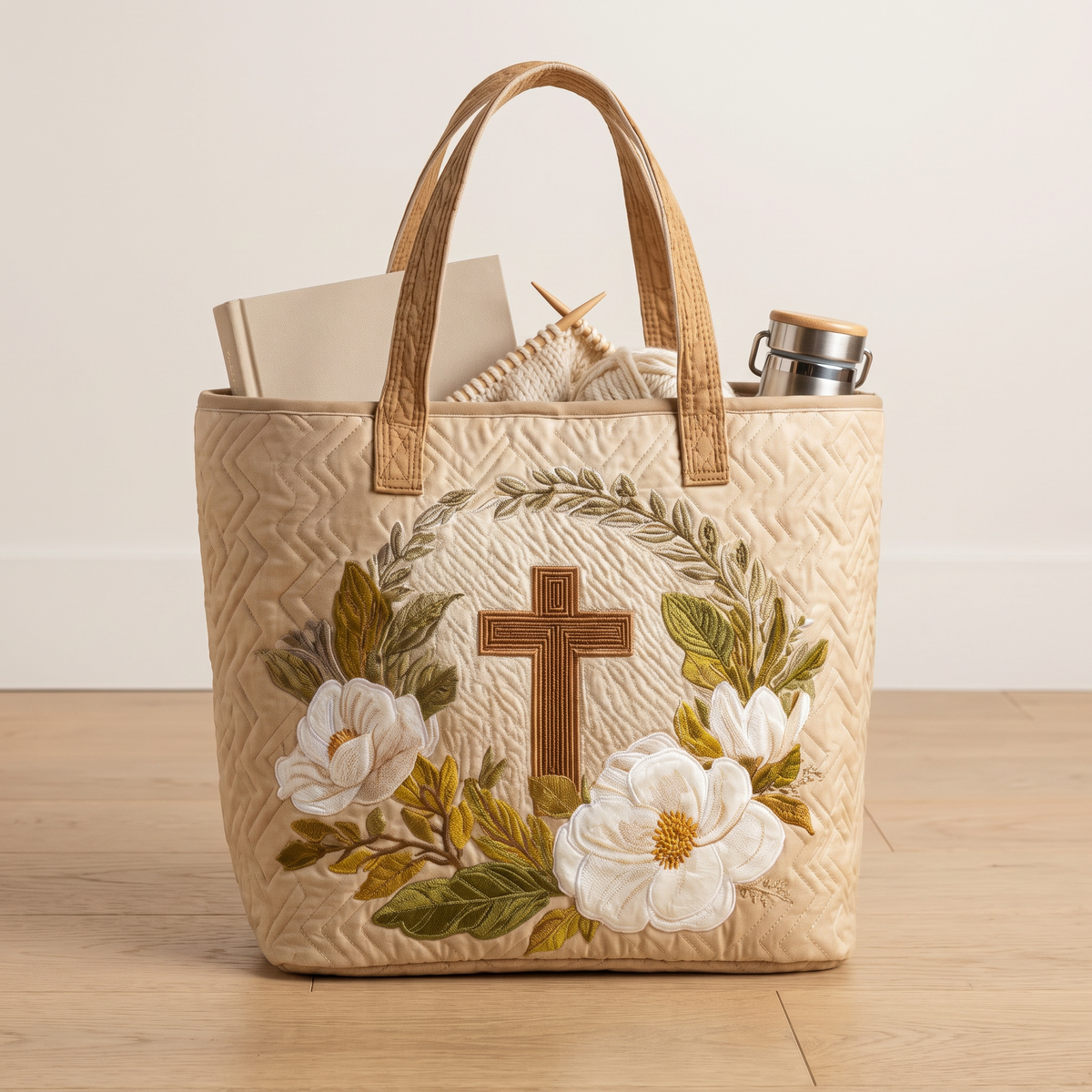 Quilted Tote Bag - Holy Cross