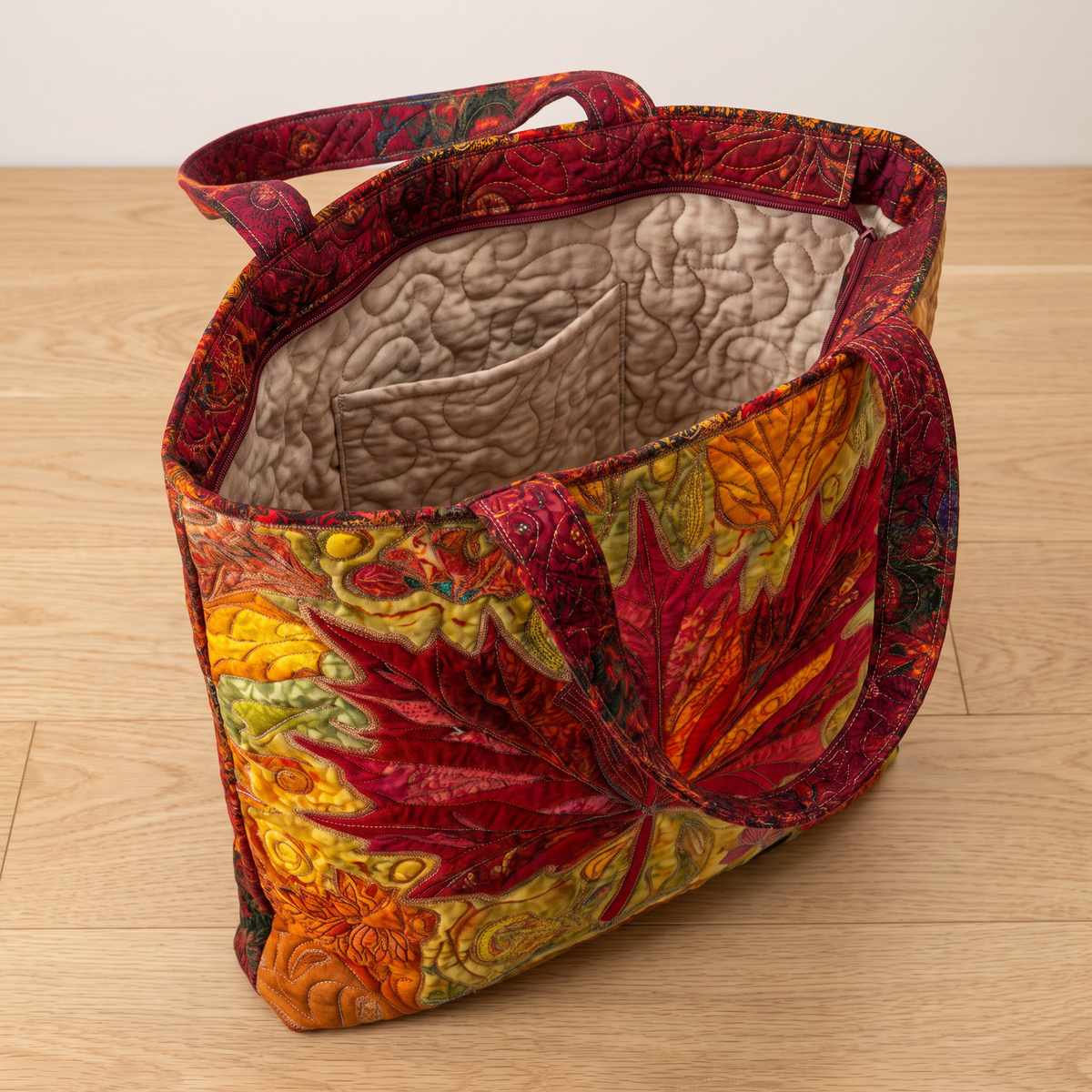 Quilted Tote Bag - Maple at Sunset