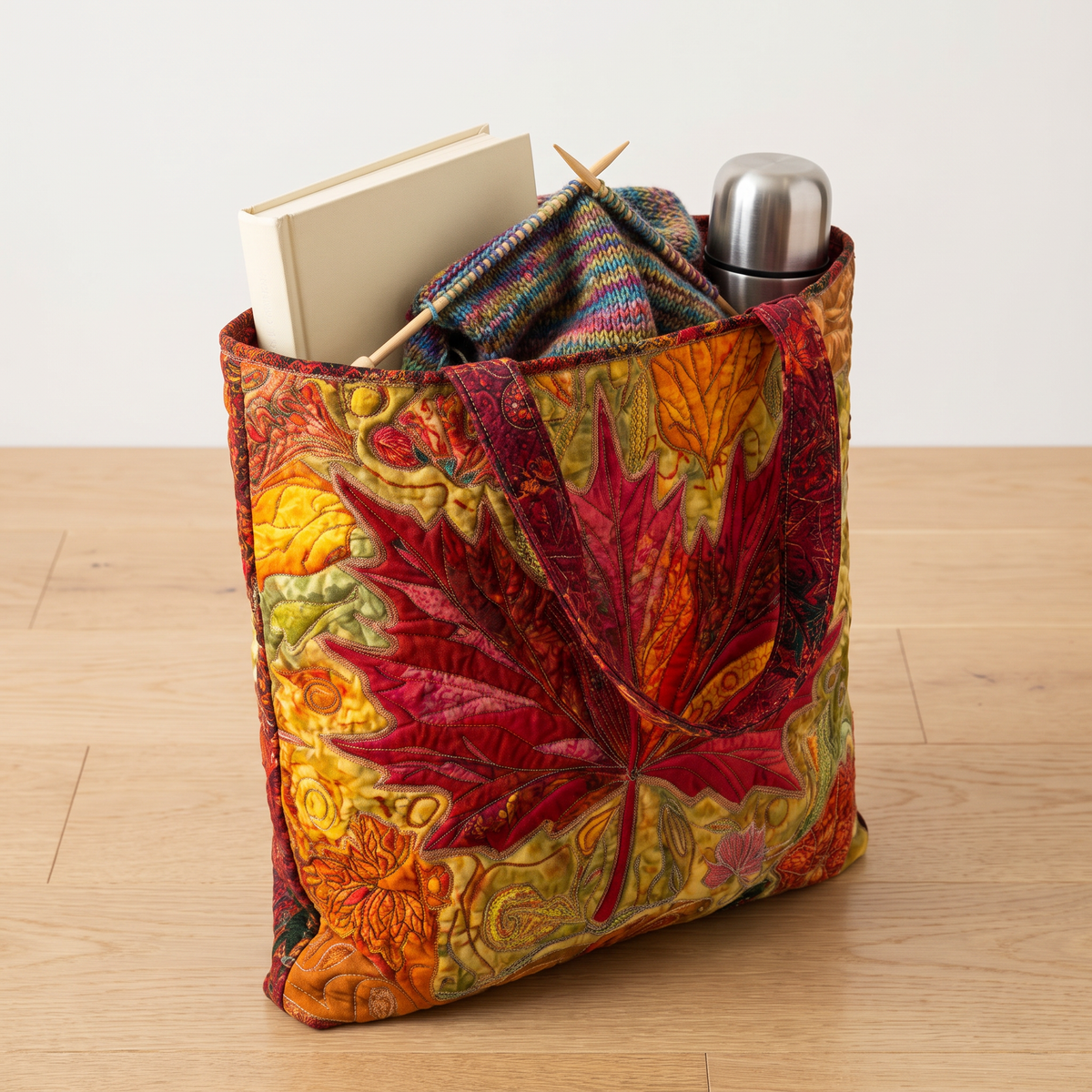 Quilted Tote Bag - Maple at Sunset