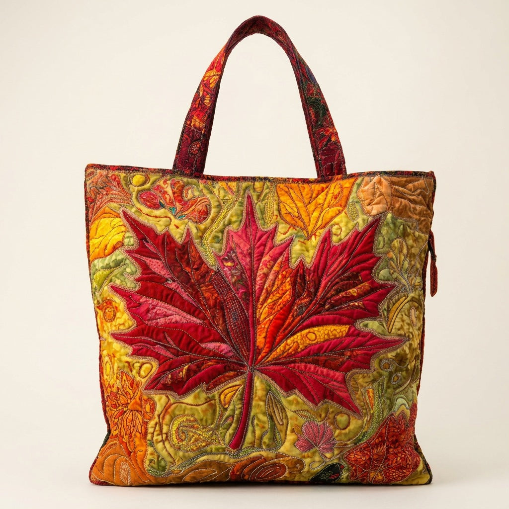 Quilted Tote Bag - Maple at Sunset, studio photo