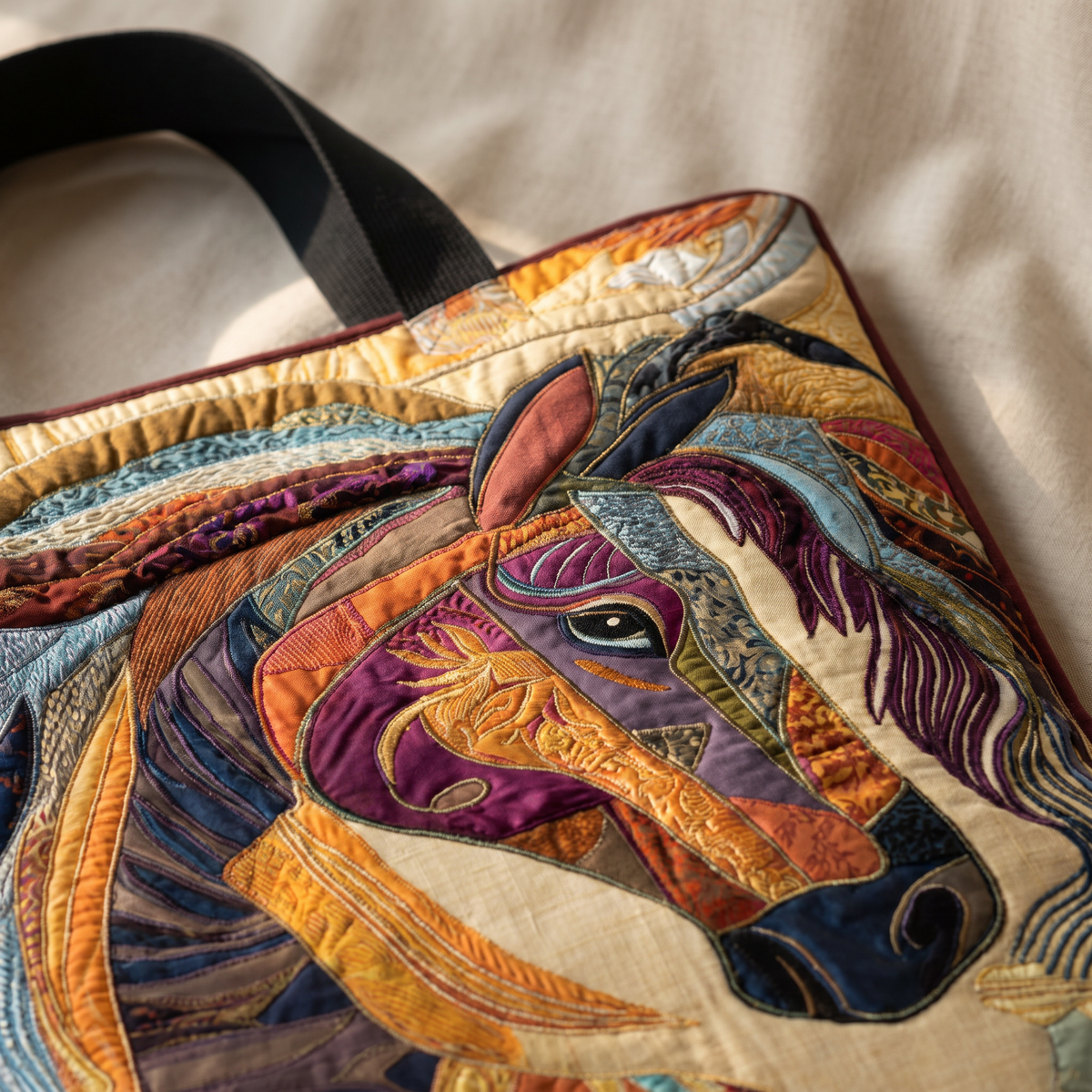 Quilted Tote Bag - Mosaic Horse