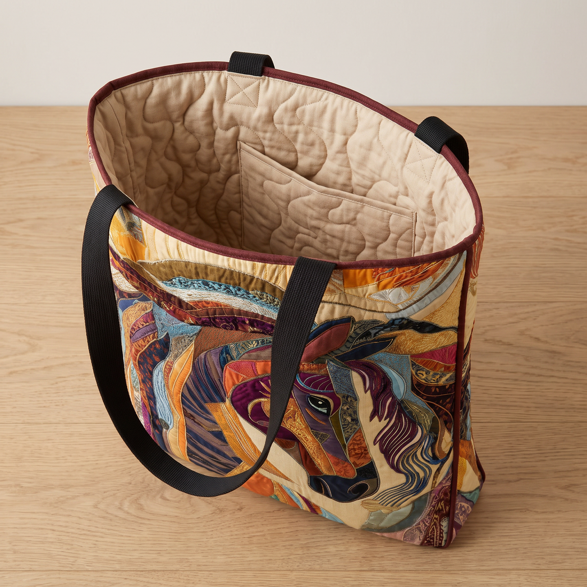 Quilted Tote Bag - Mosaic Horse