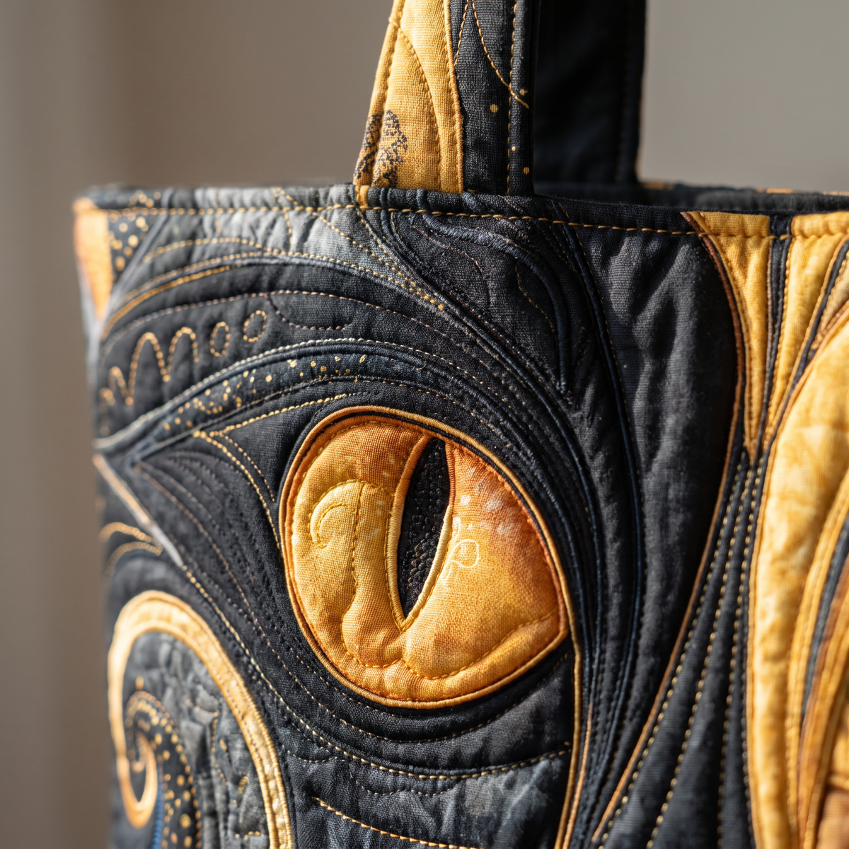 Quilted Tote Bag - Mystical Cat