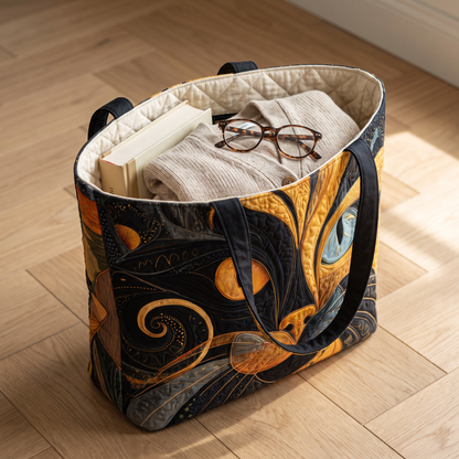 Quilted Tote Bag - Mystical Cat