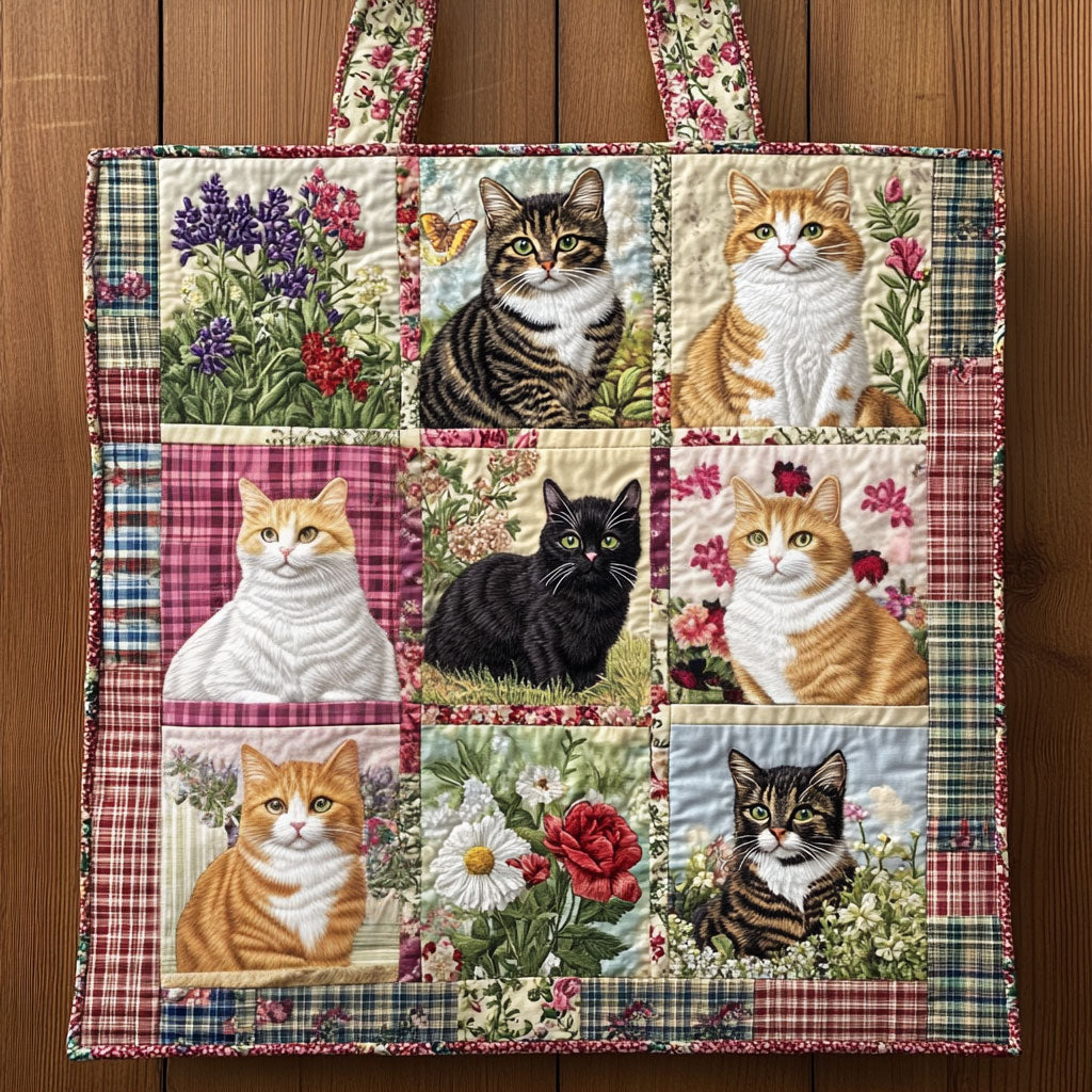 Quilted Tote Bag - Patchwork Cats