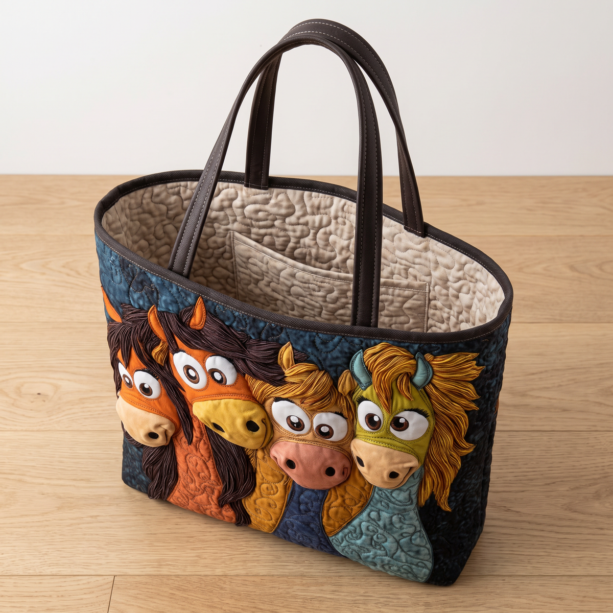Quilted Tote Bag - Playful Ponies