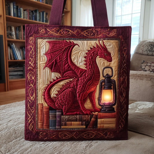 Quilted Tote Bag - Red Dragon with Lantern