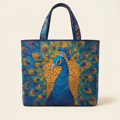 Quilted Tote Bag - Royal Peacock, studio photo