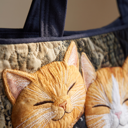 Quilted Tote Bag - Sleeping Kittens
