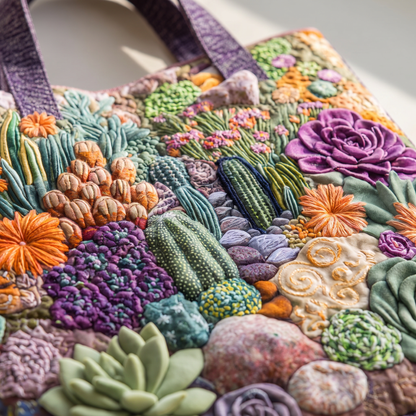 Quilted Tote Bag - Succulent Garden