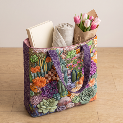 Quilted Tote Bag - Succulent Garden