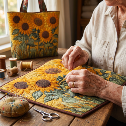 Quilted Tote Bag - Sunflowers
