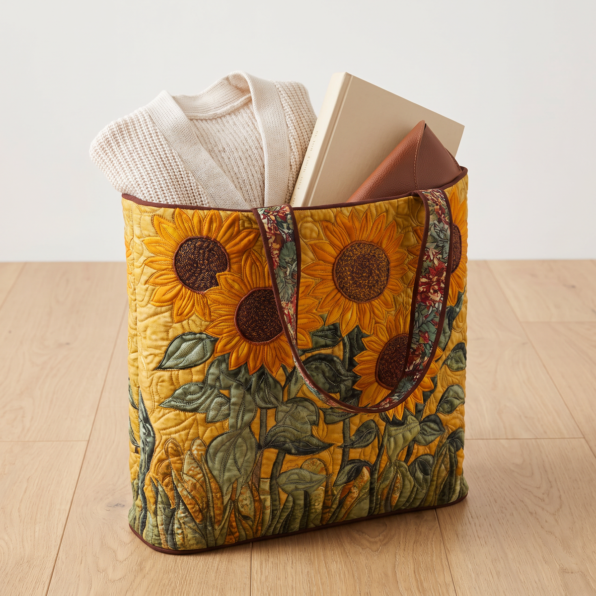 Quilted Tote Bag - Sunflowers