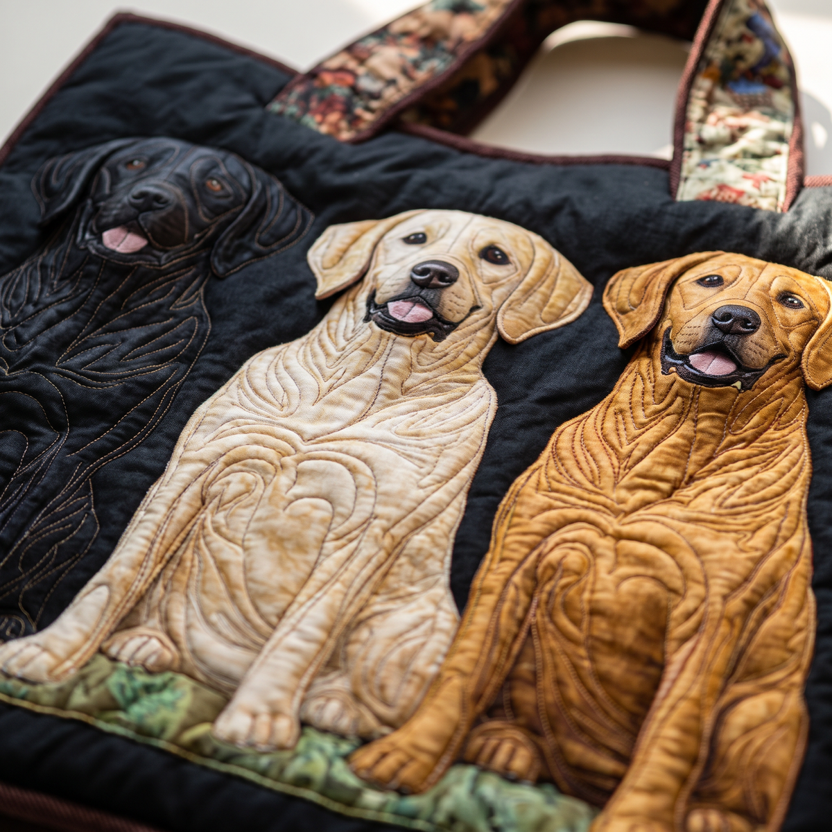 Quilted Tote Bag - Three Labradors