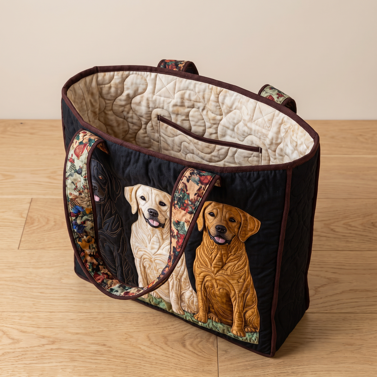 Quilted Tote Bag - Three Labradors