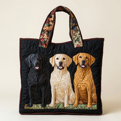 Quilted Tote Bag - Three Labradors, studio photo