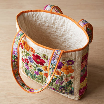 Quilted Tote Bag - Wildflower Garden