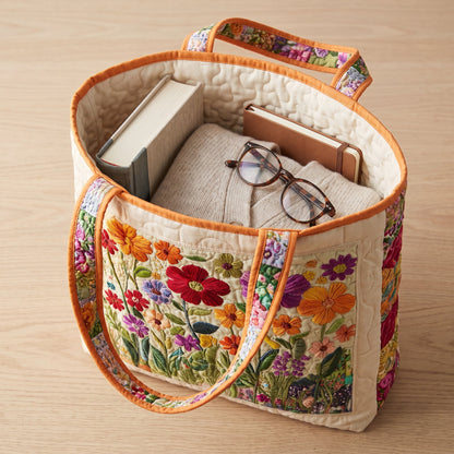 Quilted Tote Bag - Wildflower Garden