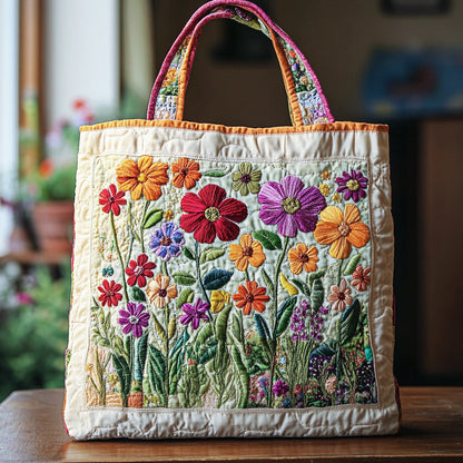 Quilted Tote Bag - Wildflower Garden