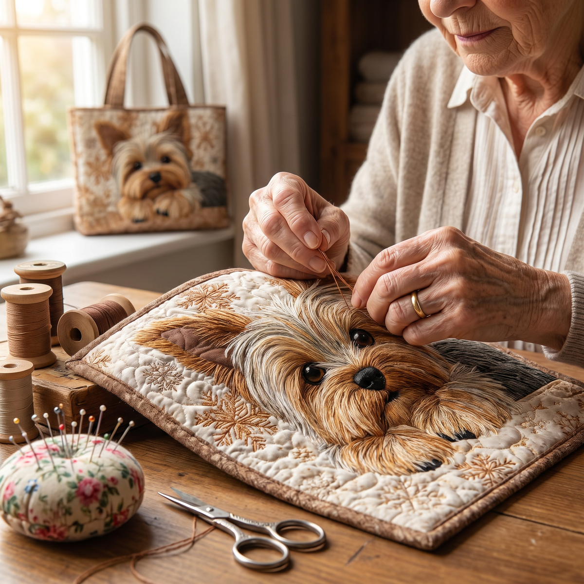 Quilted Tote Bag - Yorkshire Terrier