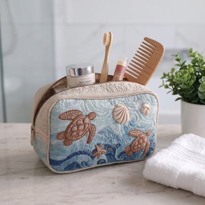 Renee - Quilted Toiletry Bag - Sea Turtle