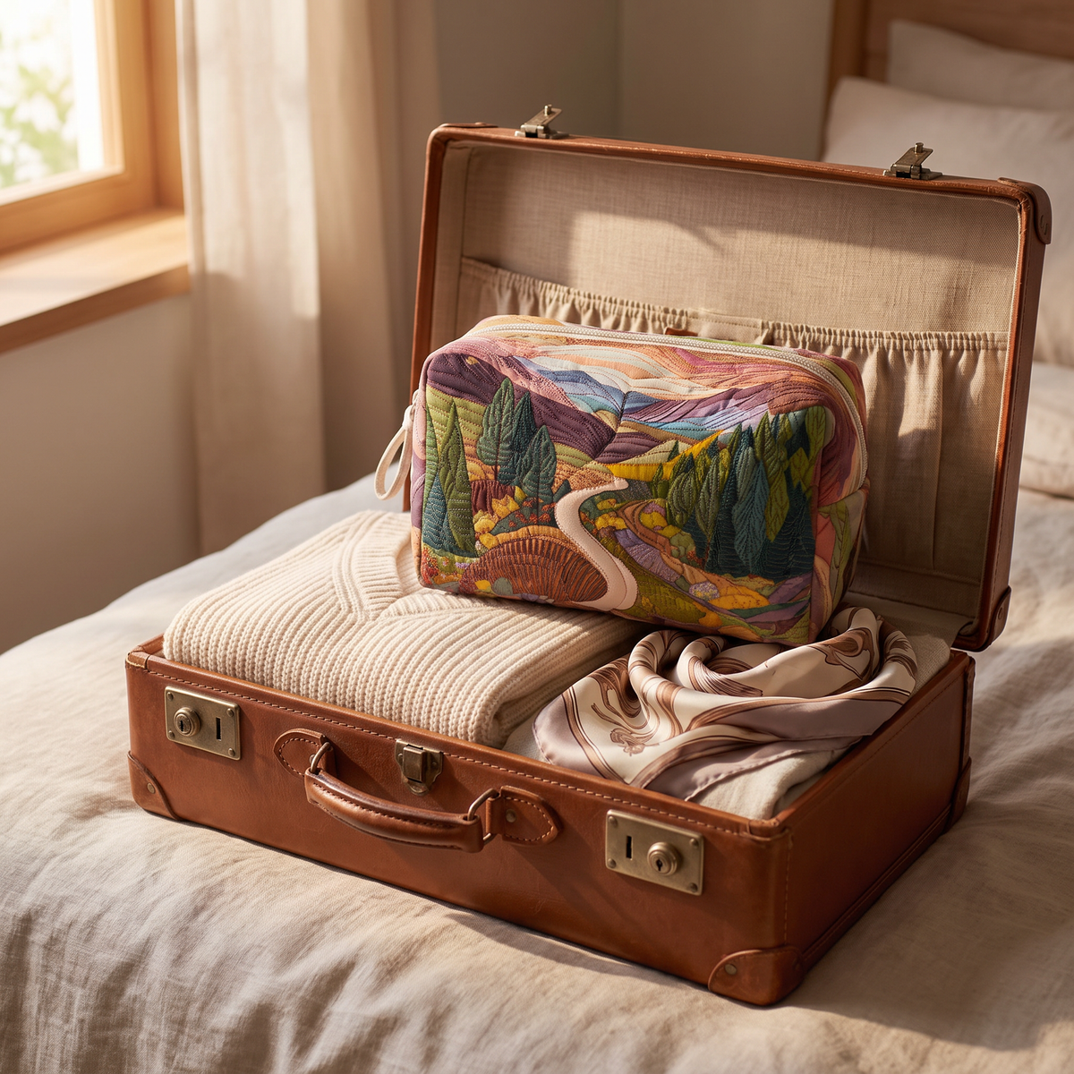 Sadie - Quilted Toiletry Bag - Valley of Peace