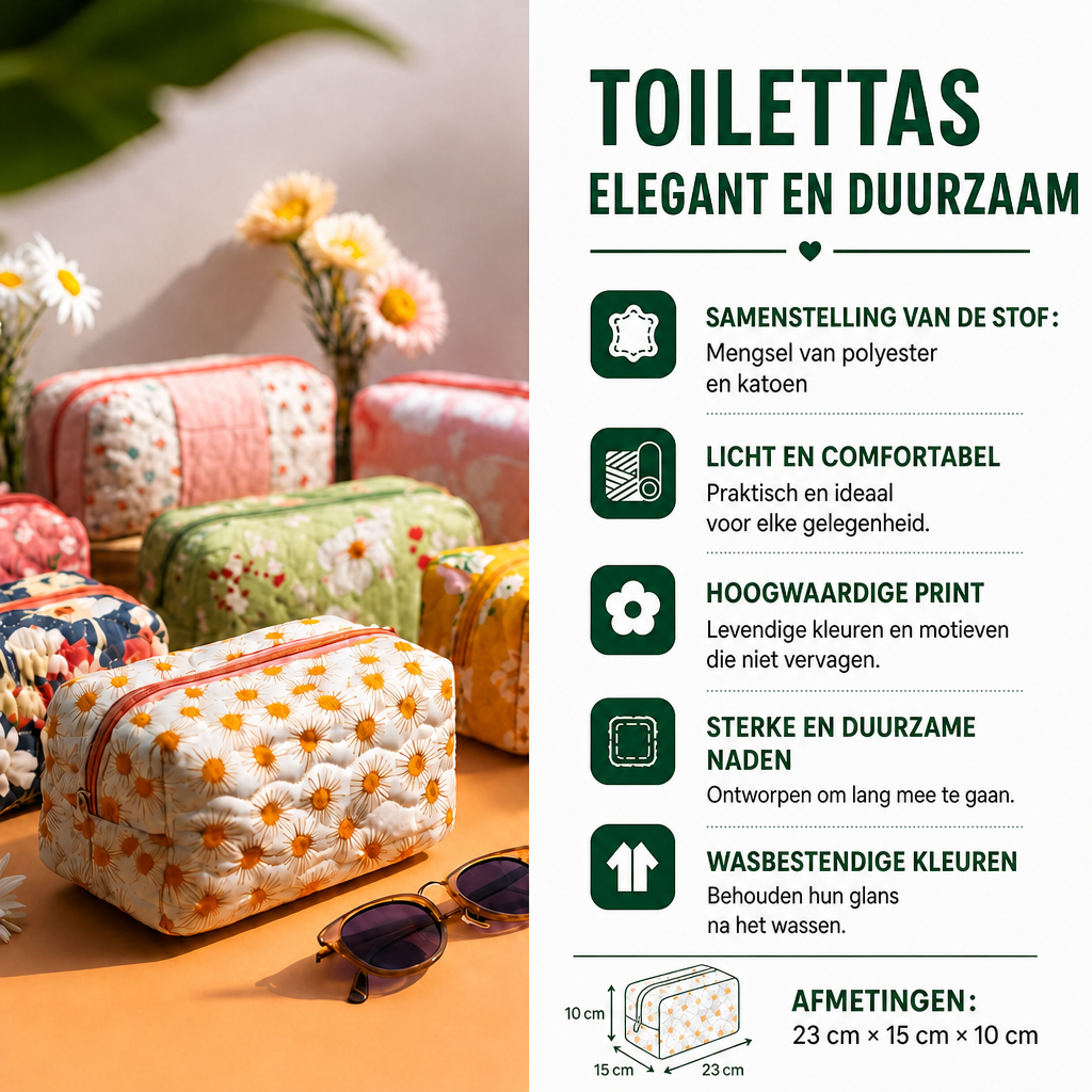 Lynn - Quilted Toiletry Bag - Refined Butterflies